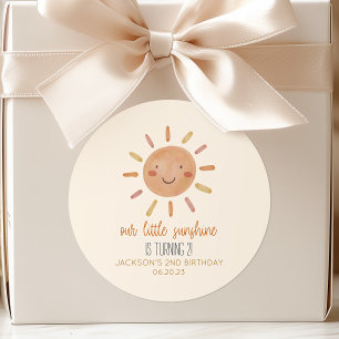 Onze Kleine Zonneschijn Gele Zon Verjaardagsfeestj Ronde Sticker