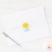 Onze Kleine Zonneschijn Jongen Blauwe Strik Topper Ronde Sticker (Envelop)