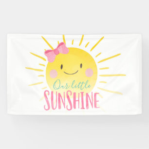 Onze kleine zonneschijn roze meisje verjaardag ach spandoek
