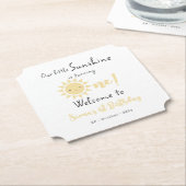 Onze kleine zonneschijn wordt een schattige verjaa kartonnen onderzetters (Gekanteld)