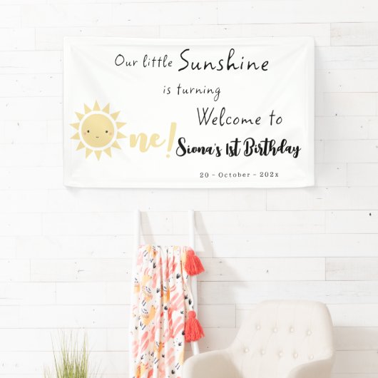 Onze kleine zonneschijn wordt een schattige verjaa spandoek (Insitu)