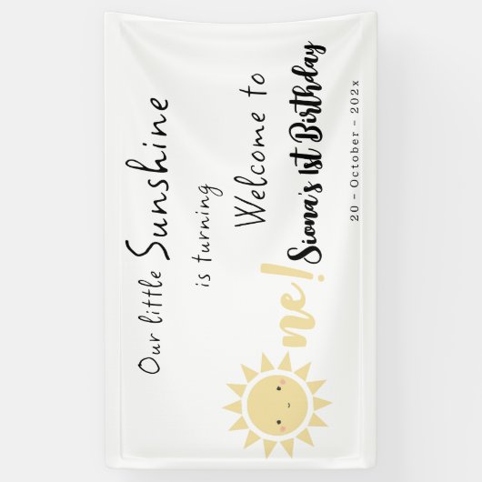 Onze kleine zonneschijn wordt een schattige verjaa spandoek (Verticaal)