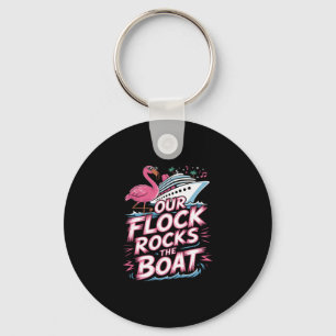Onze kudde laat de boot schommelen Roze Flamingo V Sleutelhanger