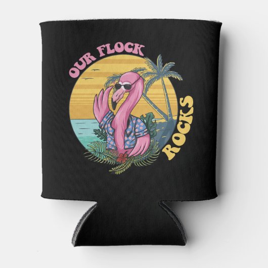 Onze kudde Rocks Flamingo Groovy Retro Blikjeskoeler (Voorkant)