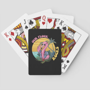 Onze kudde Rocks Flamingo Groovy Retro Pokerkaarten