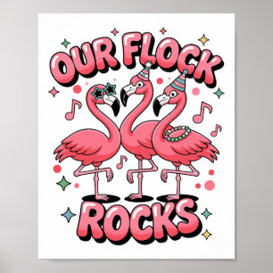 Onze kudde rotsen flamingo bijpassende familie vak poster