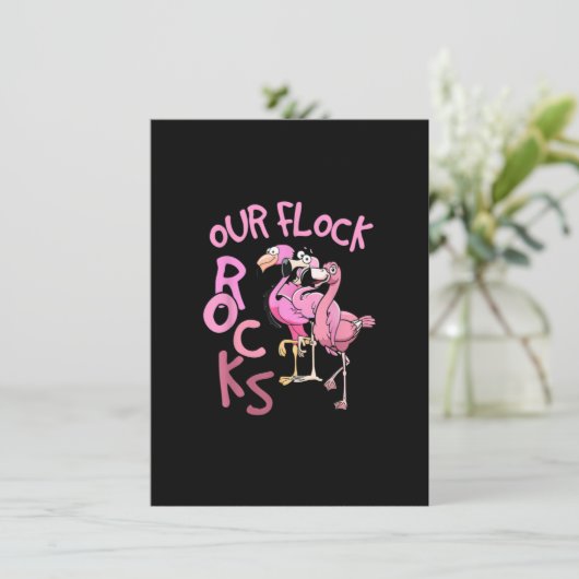 Onze kudde zet flamingo's op elkaar afgestemd op f kaart (Staand voorkant)