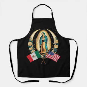 Onze Lady Virgen De Guadalupe Mexicaanse vlag Schort