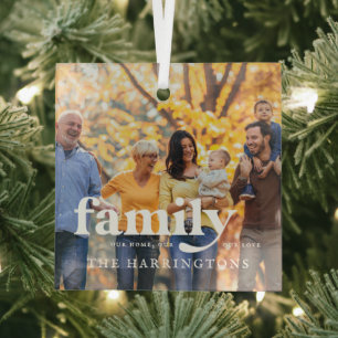 Onze Liefde Familie Naam Citaat & Foto Cadeau Glas Ornament