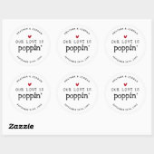 Onze Liefde Spat Wedding Popcorn Favor  Ronde Sticker (Vel)