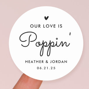 Onze Liefde Spatelt Trouw Popcorn Favor Ronde Sticker