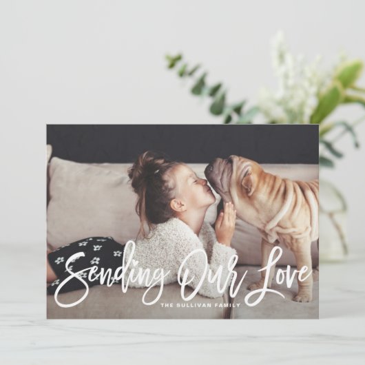 Onze liefdeshand gebeletterde Valentijnsdag II stu Feestdagenkaart (Staand voorkant)