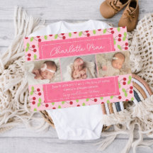 Onze liefste Aankomst Cherry Meisje Baby Aankondig