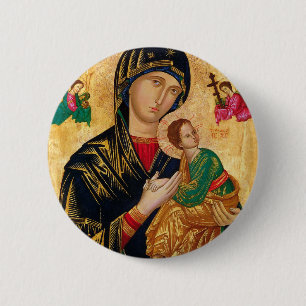 Onze Lieve Vrouw van Altijdduidende Hulp Icoon Maa Ronde Button 5,7 Cm