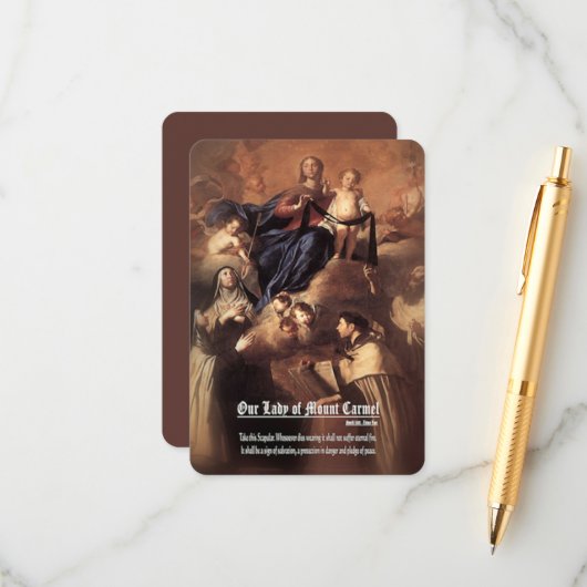Onze-Lieve-Vrouw van de berg Karmel Gebed Informatiekaartje (Voorkant / Achterkant in situ)