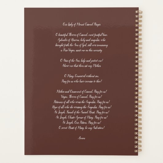 Onze-Lieve-Vrouw van de berg Karmel Gebed Planner (Achterkant)