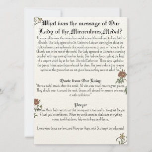 Onze Lieve Vrouw van de Miraculous Medaille Gebeds Kaart
