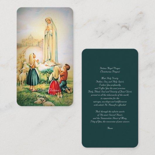 Onze-Lieve-Vrouw van Fatima Angel Trinitair Gebed Informatiekaartje (Voorkant / Achterkant)