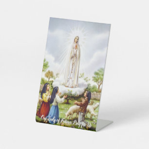 Onze-Lieve-Vrouw van Fatima christelijk plaquette Reclamebord Met Voetstuk