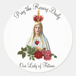 Onze-Lieve-Vrouw van Fatima Rozen Rozenkrans Ronde Sticker