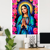 Onze-Lieve-Vrouw van Guadalupe bidt Maagd Maria Gr Poster (Thuiskantoor)
