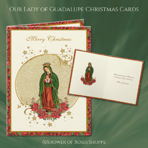 Onze-Lieve-Vrouw van Guadalupe Kerst Poinsettia Feestdagen Kaart
