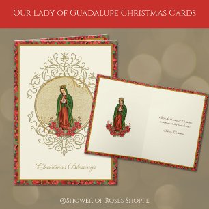 Onze-Lieve-Vrouw van Guadalupe Kerst Poinsettia Va Feestdagen Kaart