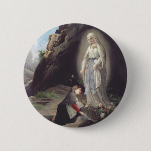 Onze Lieve Vrouw van Lourdes Verschijning Miraculi Ronde Button 5,7 Cm