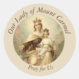 Onze Lieve Vrouw van Mount Carmel Baby Jezus Scap Ronde Sticker