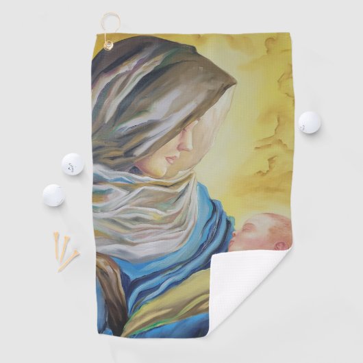 Onze Lieve Vrouw van Zwijgen die baby Jezus vastho Golfhanddoek (Insitu)