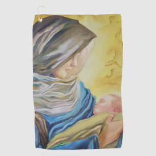 Onze Lieve Vrouw van Zwijgen die baby Jezus vastho Golfhanddoek