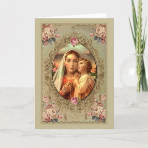 Onze Lieve Vrouwe van de Rosary w/Baby Jesus rozen Kaart