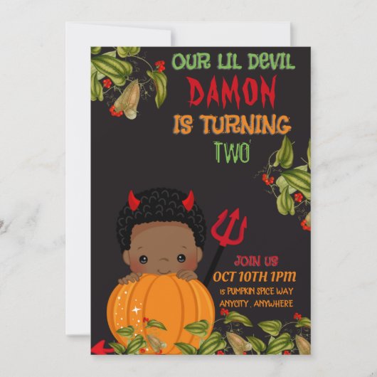 Onze Lil Devil Birthday Invitation Kaart (Voorkant)