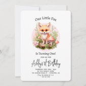 Onze Little Fox Cottagecore Script 1e Verjaardag Kaart (Voorkant)