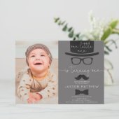 Onze Little Man jongen 1e verjaardagsfeestje foto Kaart (Staand voorkant)