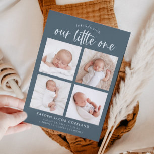 Onze Little One Slate Blue Multi Foto Geboorte Aankondiging