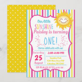 Onze 'Little Sunshine Girls Birthday Party' nodigt Kaart (Voorkant / Achterkant)