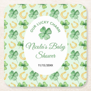 Onze Lucky Charm St. Patrick's Baby Shower Vierkante Kartonnen Onderzetter