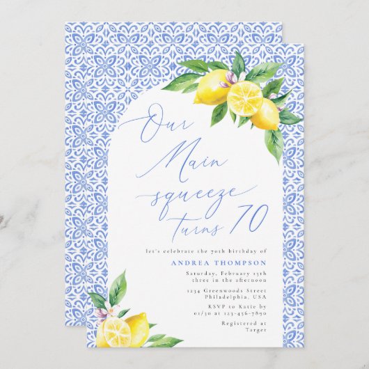 Onze Main Squeeze wordt 70 Lemon Italiaanse verjaa Kaart (Voorkant / Achterkant)