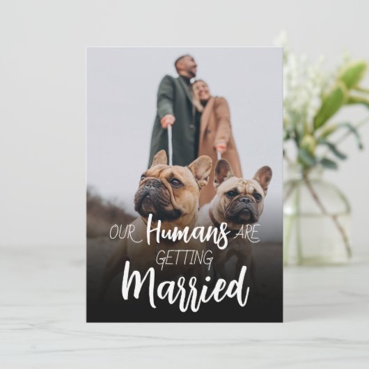 Onze mensen die trouwen sparen de datum kaart (Staand voorkant)