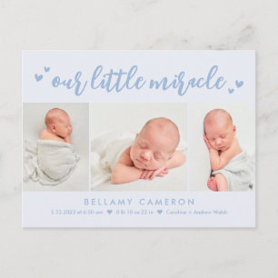 Onze Mirakel Editable Color Baby Birth Announoundi Briefkaart