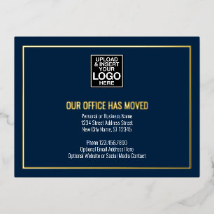 Onze nieuwe adresgegevens - marine - zakelijke Log Folie Uitnodiging Briefkaart