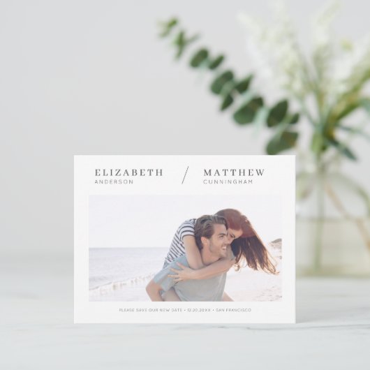 Onze nieuwe datum opslaan Eenvoudig aangepaste fot Briefkaart (Staand voorkant)