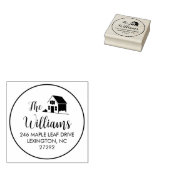 Onze nieuwe huis aankondiging terugkeer adres rond rubberstempel (Gestempeld)