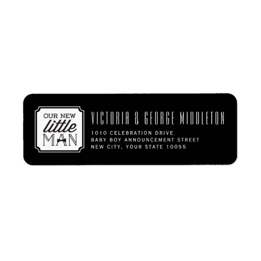 Onze Nieuwe Kleine Man Met Dasje Jongen Geboorteaa Etiket (Voorkant)
