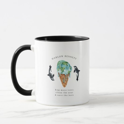 Onze oceanen reinigen | Waterverf Orca Whale Monog Mok (Links)