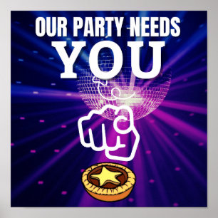 Onze partij heeft je nodig - gehakt taarten poster