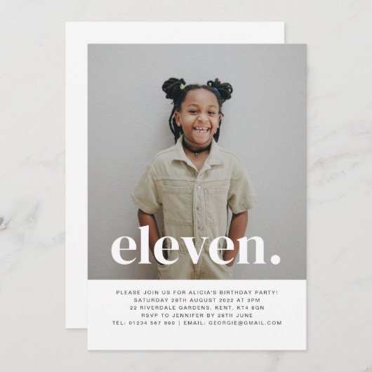 Onze Photo Invitation Anniversaire (Devant / Derrière)