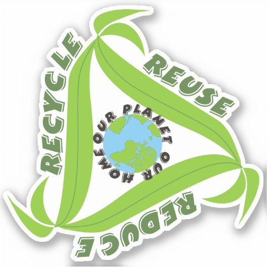 "Onze planeet, ons thuis" Recyclen, hergebruikt, r Sticker (Voorkant)