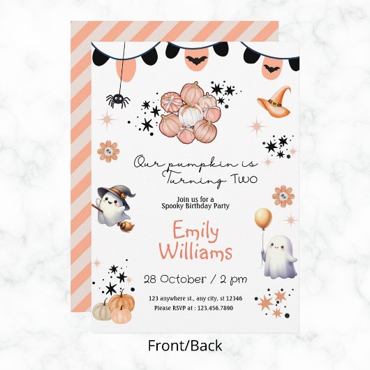 Onze pompoen meisjes Halloween verjaardag elk jaar Kaart